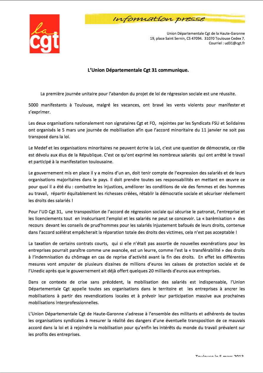 accès au communiqué