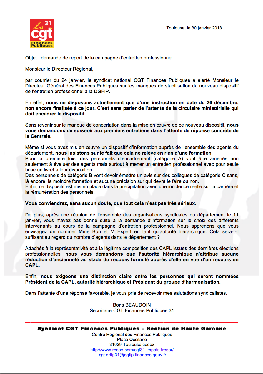 accès au courrier au DRFIP