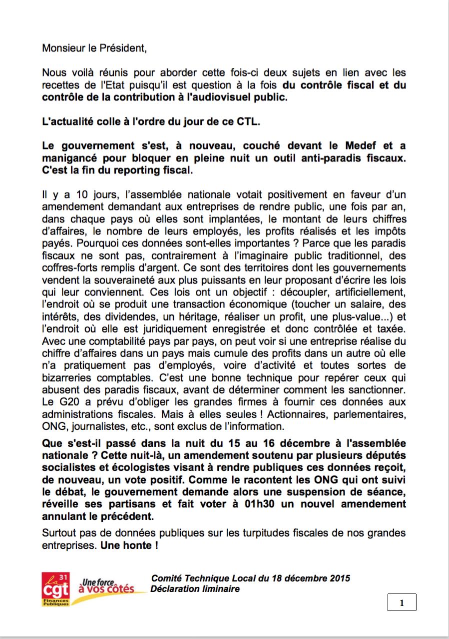 accès à la declaration liminaire