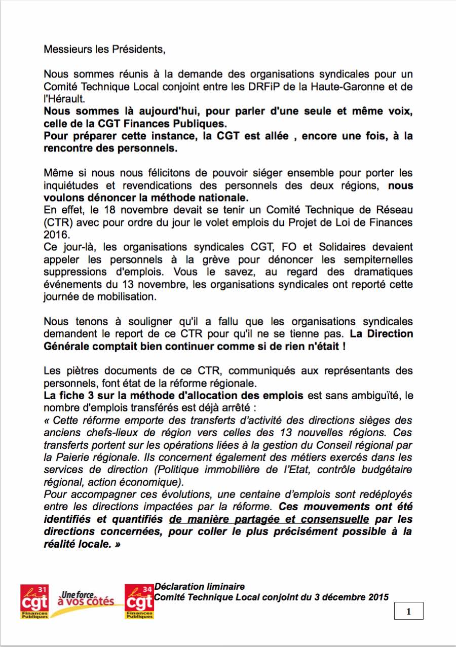 accès à la declaration liminaire